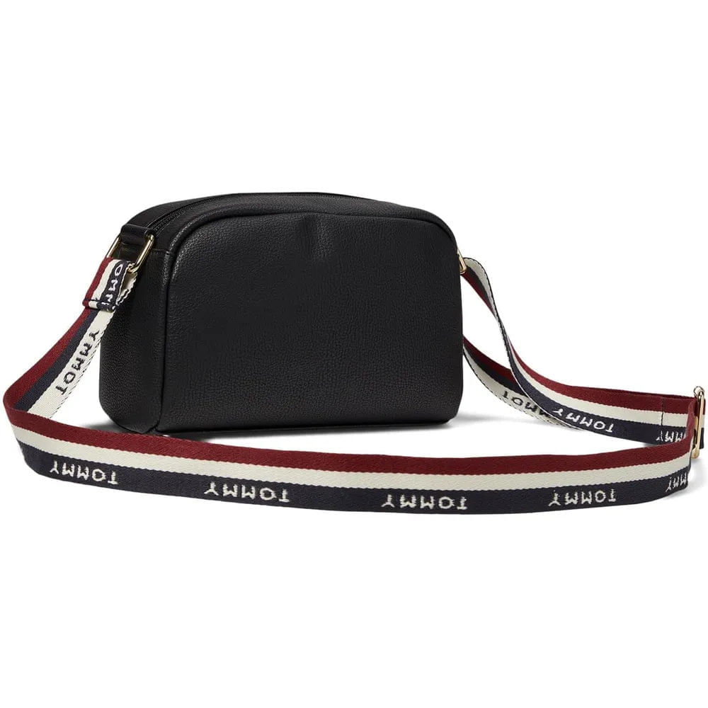 Tommy Hilfiger | Bolso Reese II con Cremallera de PVC Texturizado Crossbody | Negro