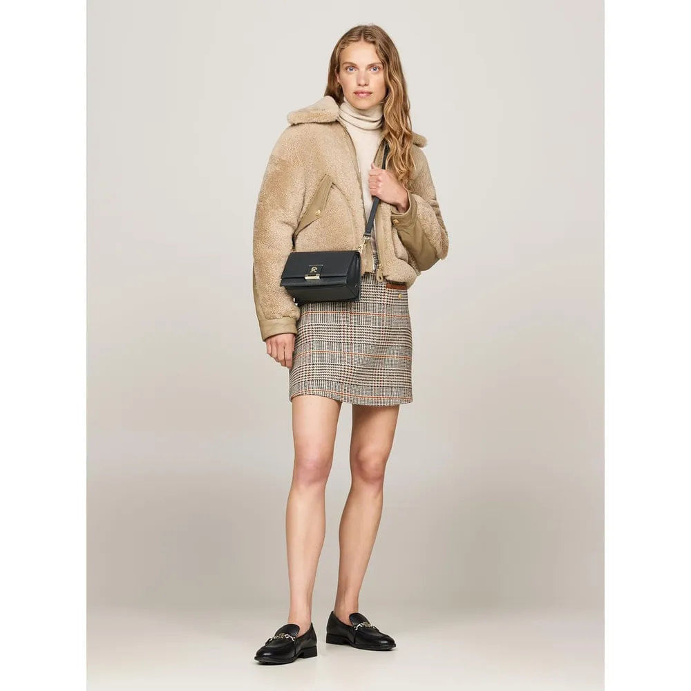 Tommy Hilfiger | Bolso de Cuero con Correa Crossbody | Negro