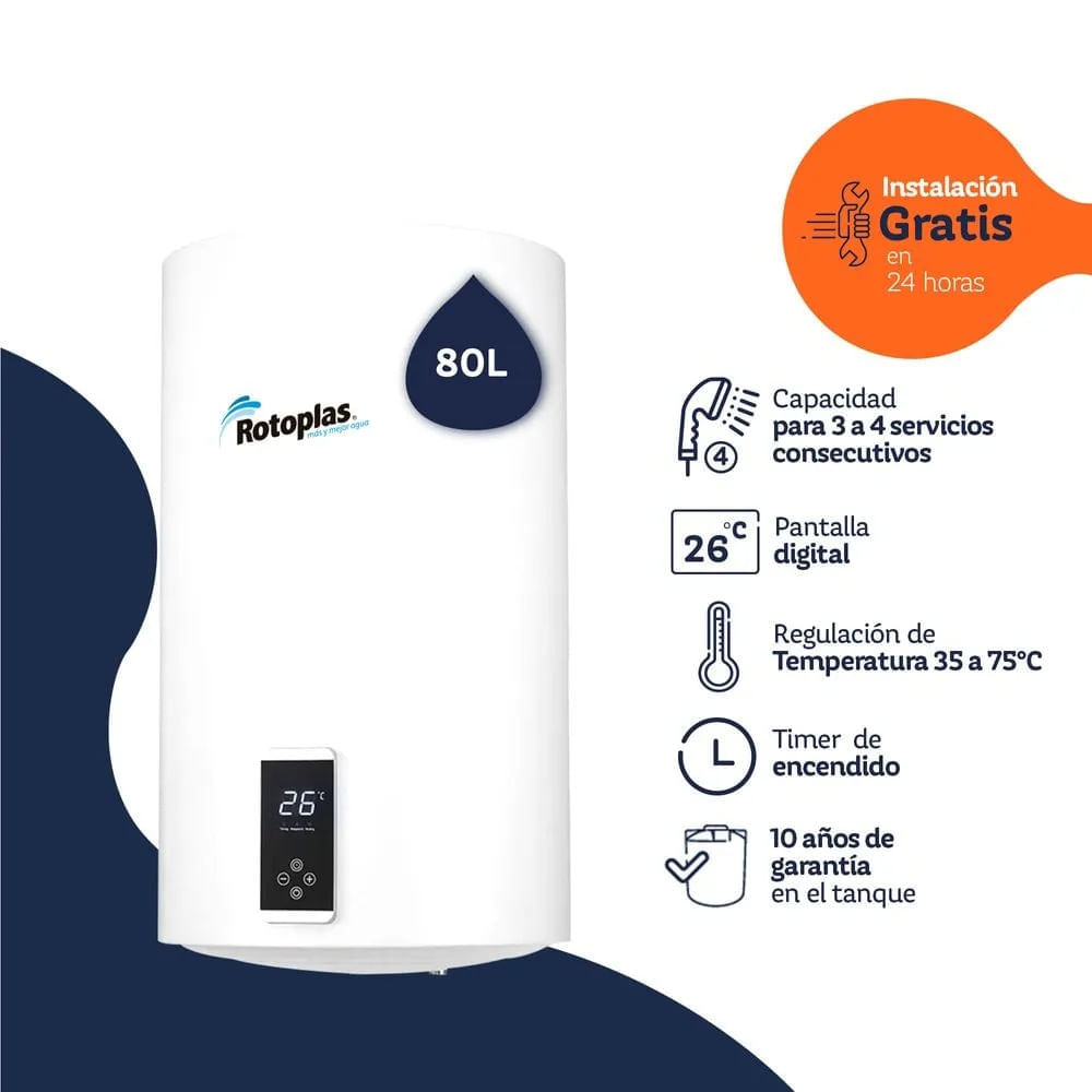 Terma de Acumulación Rotoplas Digiterma ECOSMART PLUS WIFI 80LT