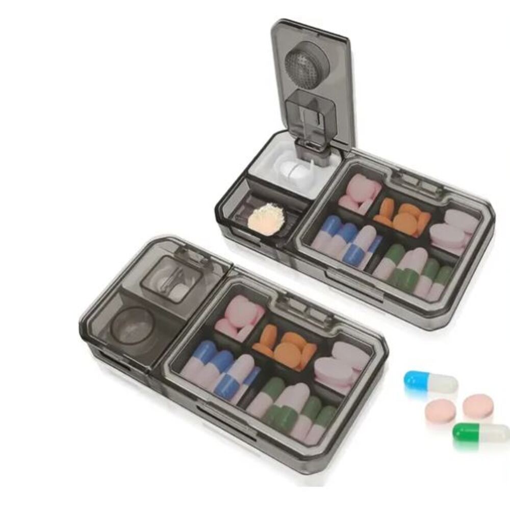 Organizador de píldoras de viaje Pastillero 3 en 1 - NEGRO