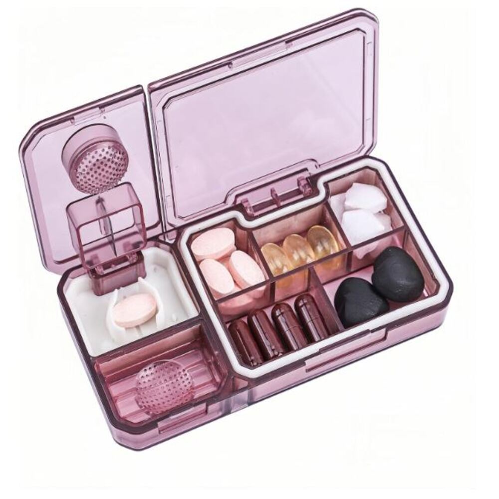 Organizador de píldoras de viaje Pastillero 3 en 1 - ROSADO