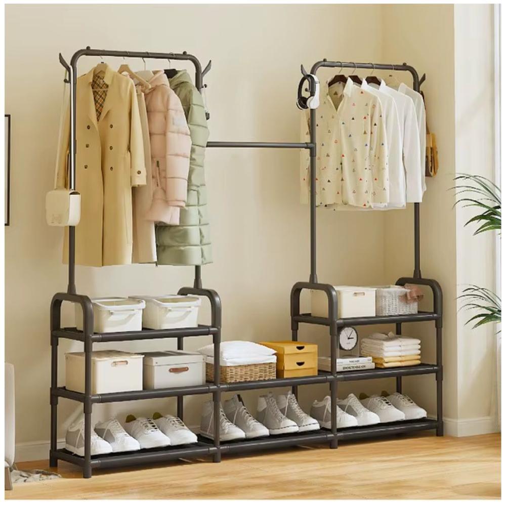 Ropero Colgador Organizador de Ropa Elegante 3 Cuerpos 140x137x26cm Negro