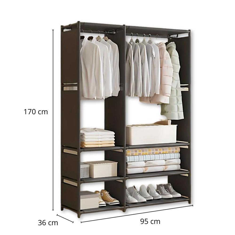 Ropero Colgador Organizador de Ropa 2 Cuerpos 170x95x36cm Blanco