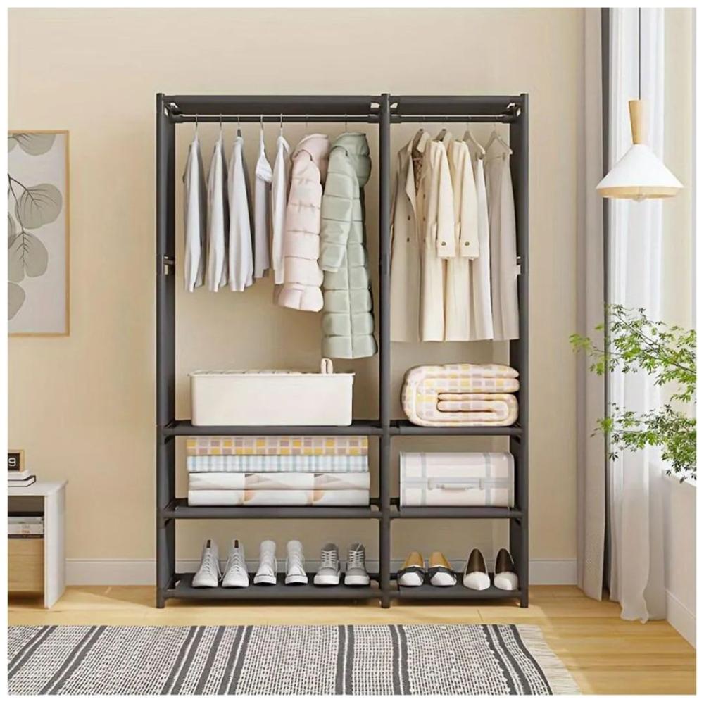 Ropero Colgador Organizador de Ropa 2 Cuerpos 170x95x36cm Negro