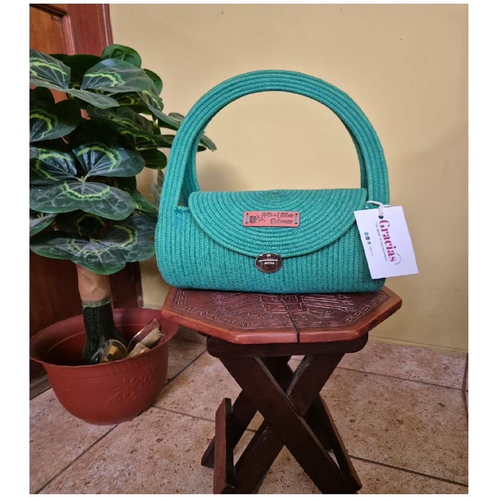 Cartera Tejida Marilu color Turquesa PUNTO & ARTE