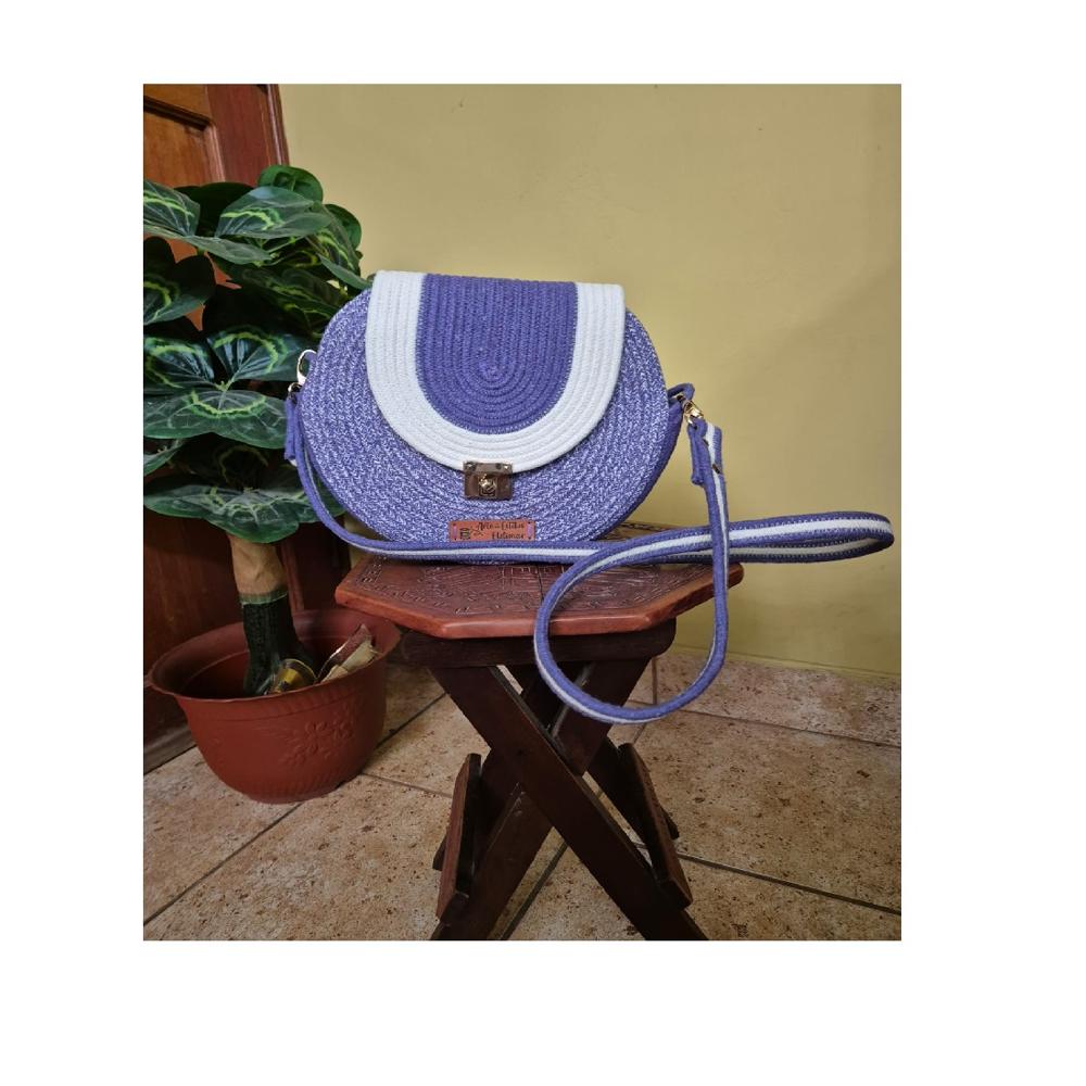 Bolso Tejido BagMuse color Lila/Blanco PUNTO & ARTE