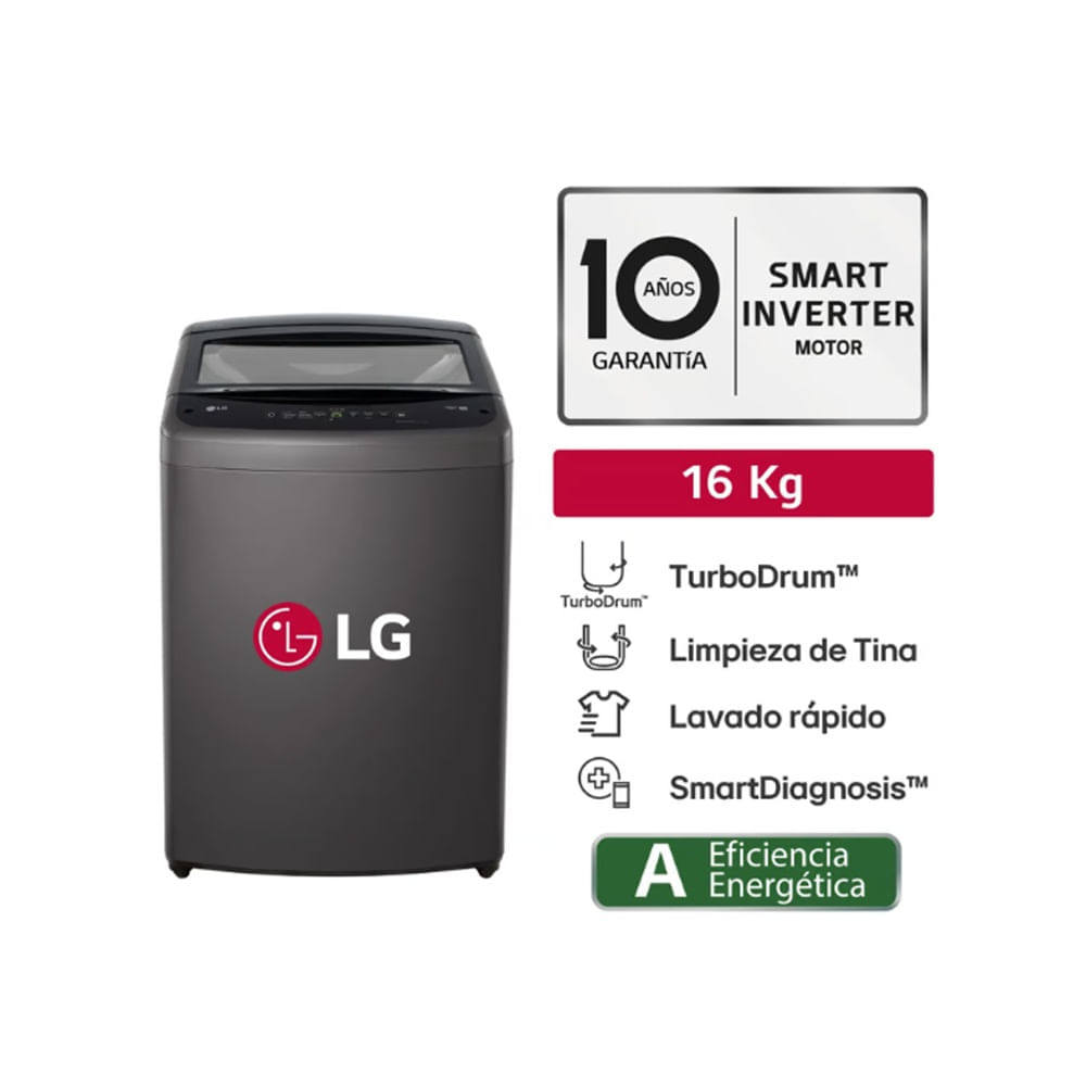 Lavadora LG WT16BVTB 16 Kg  Negro