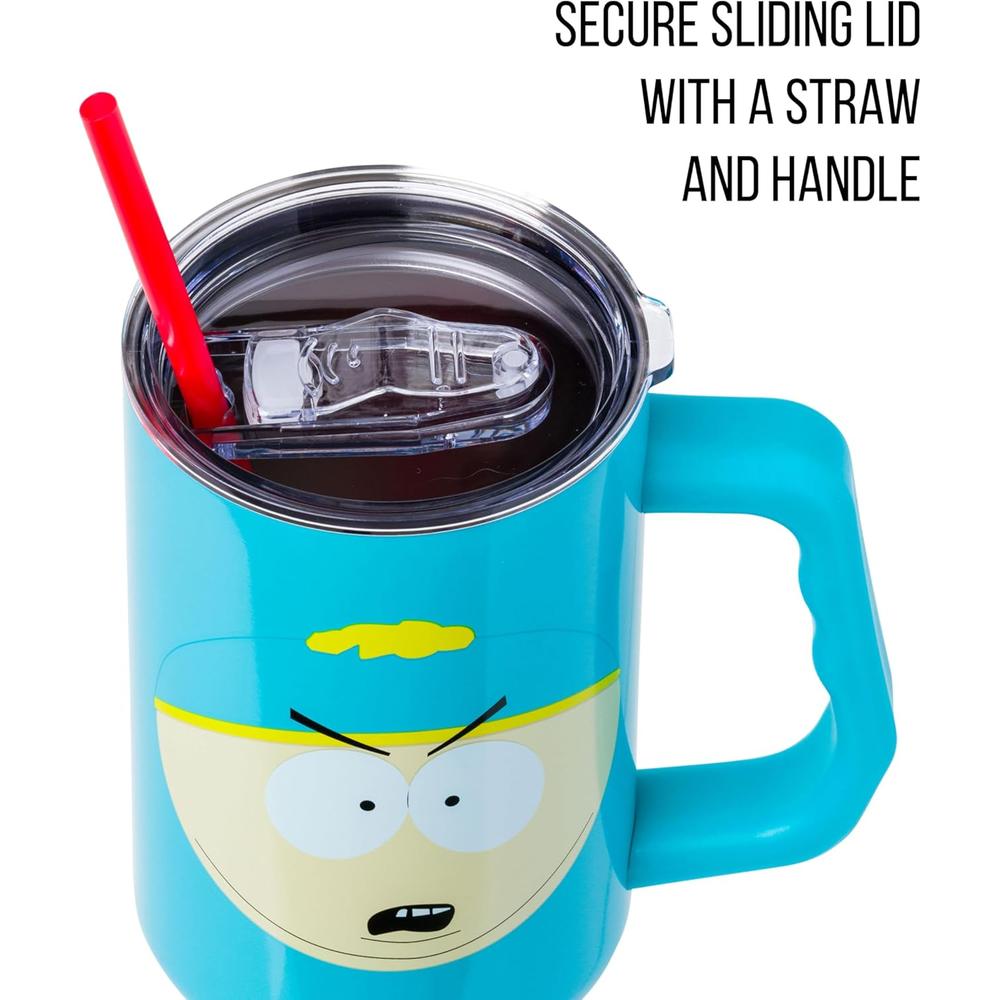 Cartman | Vaso de acero inóxidable con asa y pajita de 40 OZ