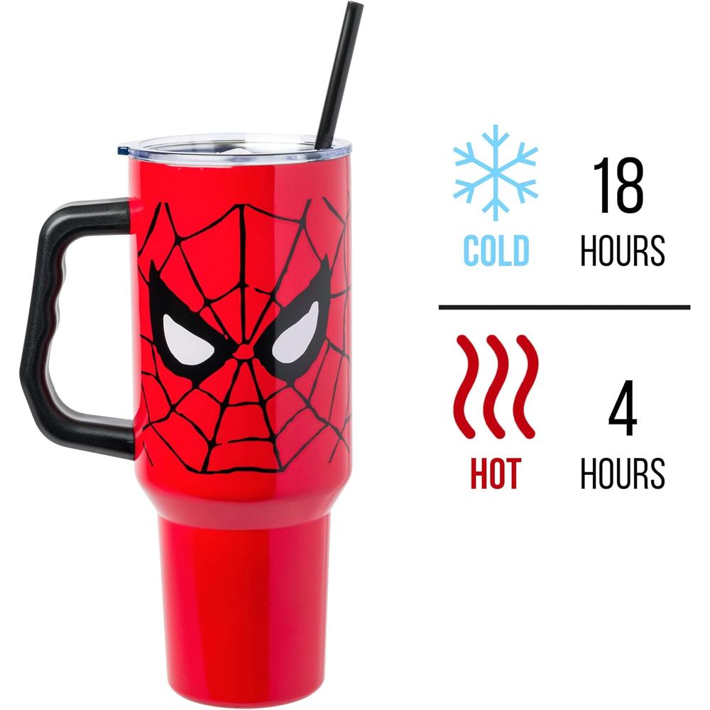 Disney | Vaso de acero inóxidable con asa y pajita de 40 OZ | Spiderman Rojo