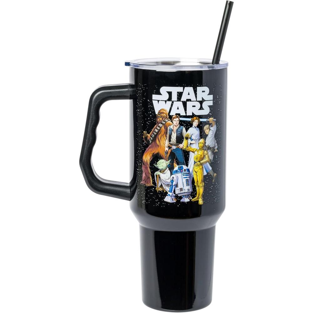Disney | Vaso de acero inóxidable con asa y pajita de 40 OZ | Stars Wars