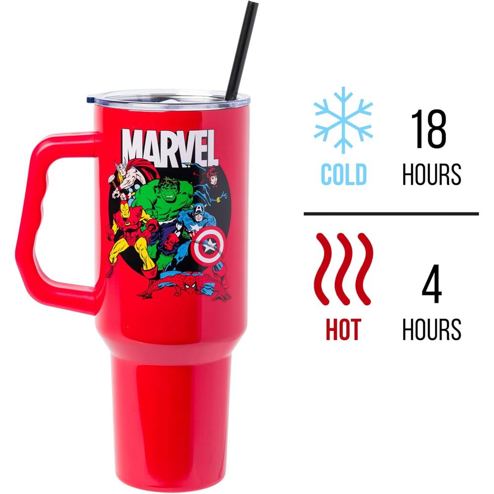 Disney | Vaso de acero inóxidable con asa y pajita de 40 OZ | Marvel