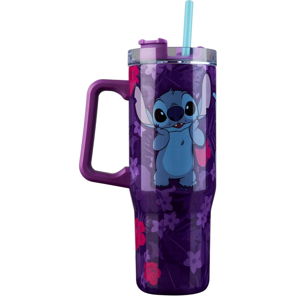 Disney | Botella de acero inoxidable con asa y pajilla de Stitch | 33 OZ