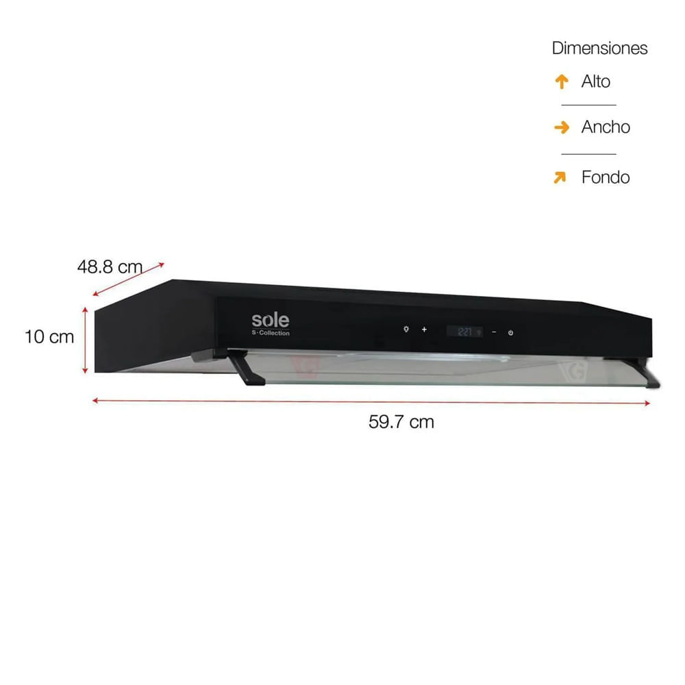 Campana Extractora Sole S-Collection TURE18CO 60 CM Slim Black