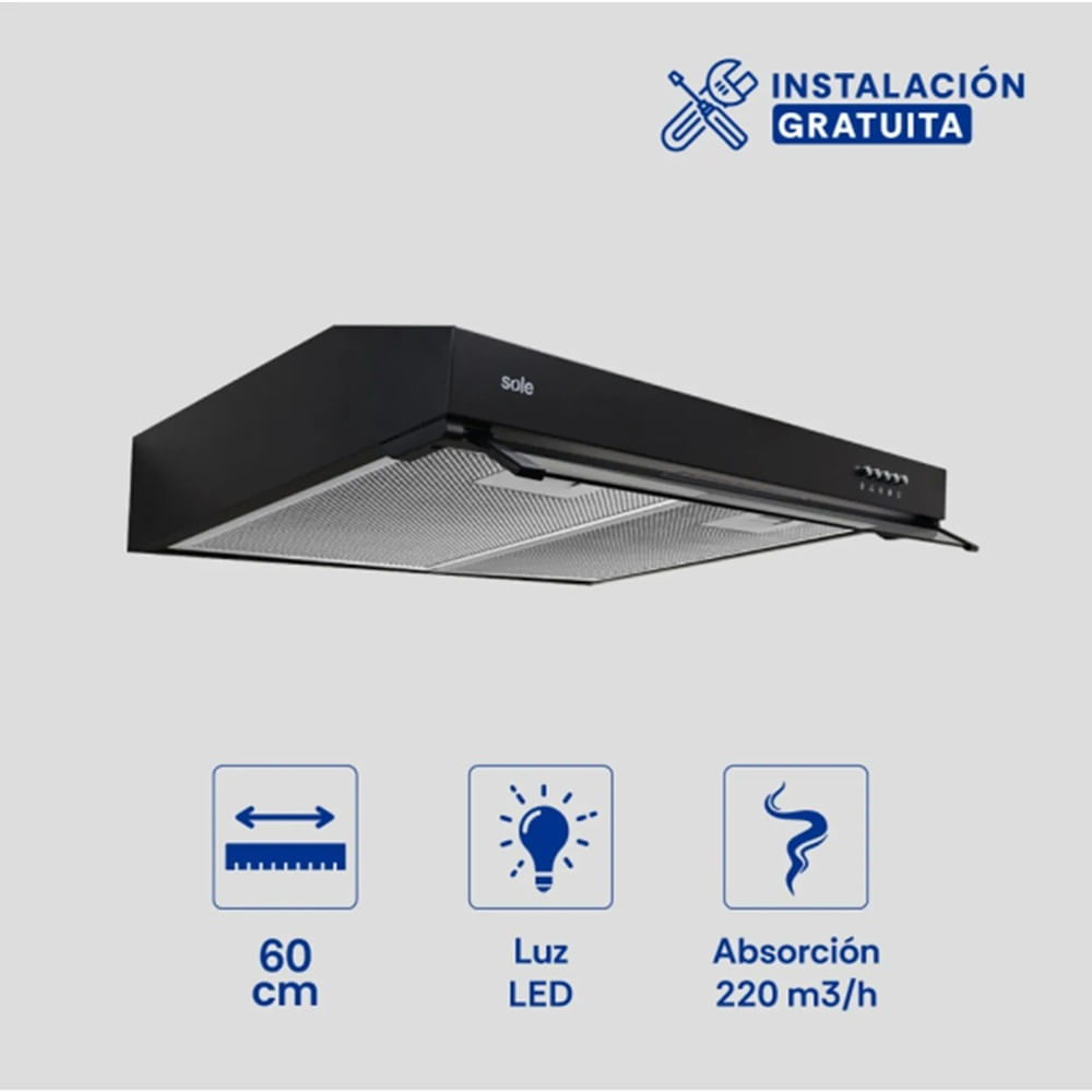 Campana Extractora 60 cm Sole TURE96CO Negro