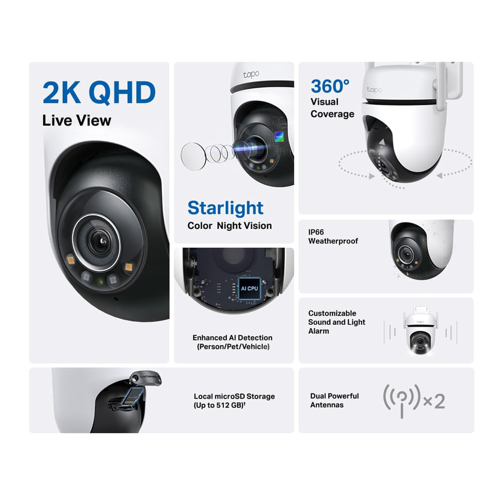 Cámara de seguridad TP-Link Tapo C520WS exterior giratoria Wi-Fi 2K QHD