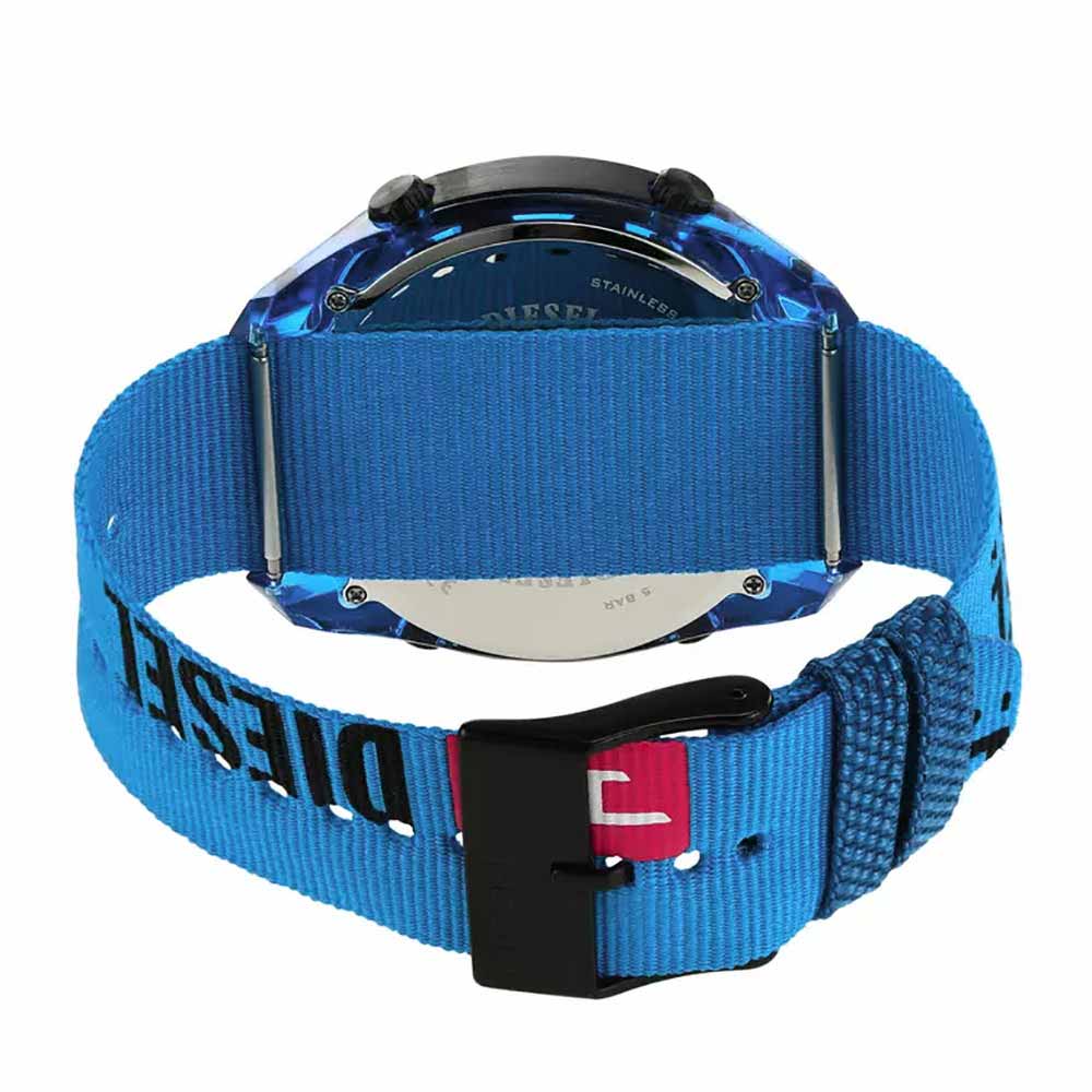 Reloj Diesel Crusher DZ1944 Digital Alarma Luz de Fondo Correa de Nylon Azul