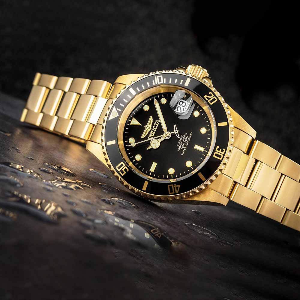Reloj Invicta Pro Diver 8929OB Automático Fecha Acero Inoxidable Dorado Dial Negro