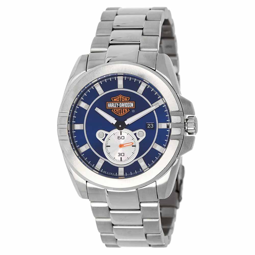 Reloj Bulova Harley Davidson 76B183 Edicion Limitada Fecha Acero Inoxidable Dial Azul