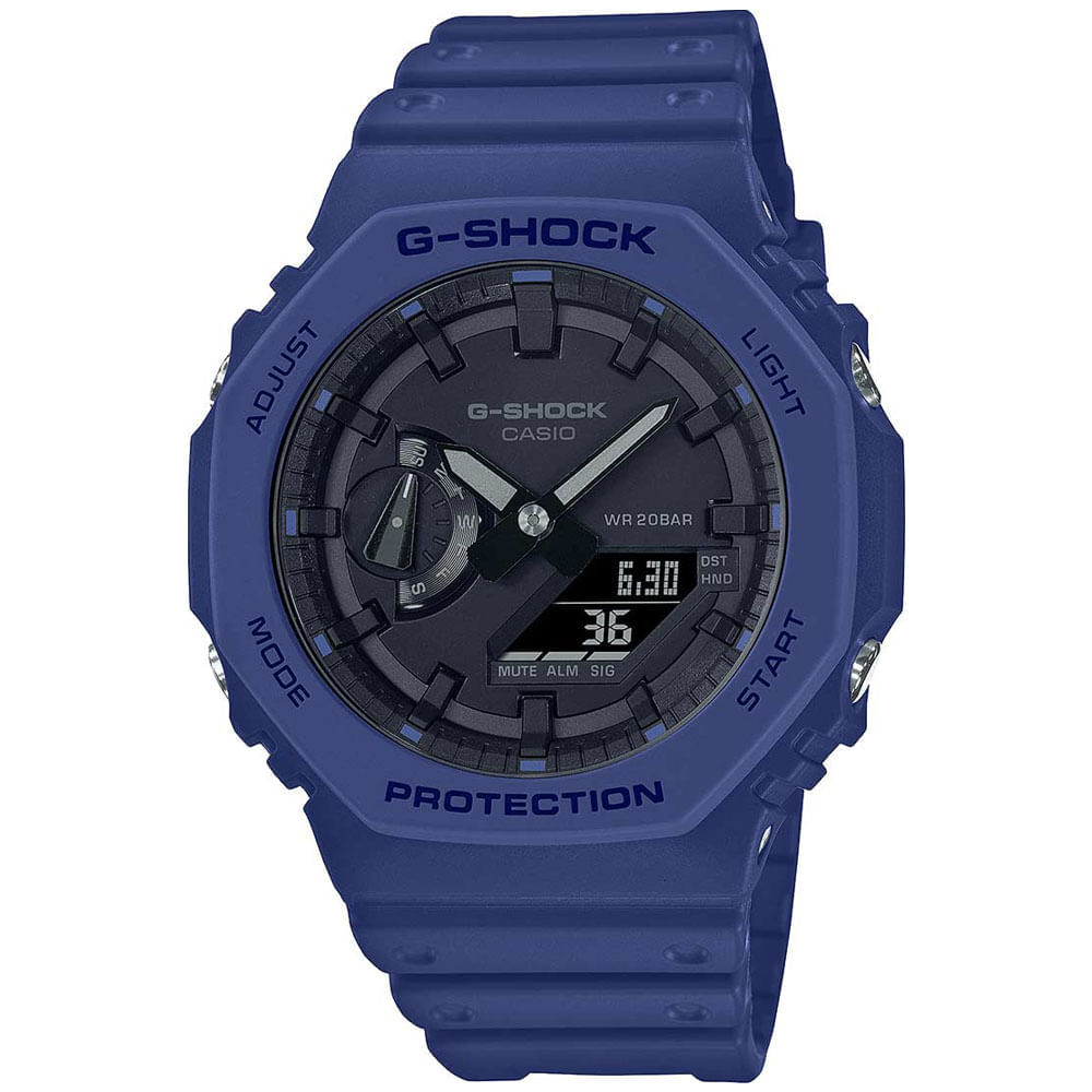 Reloj Casio G-Shock Carbon Core GA2100-2A Digital Análogo Luz Led Acuático Resina Azul
