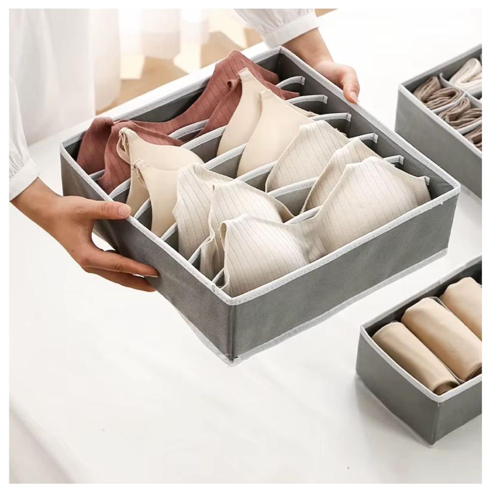 Set de 4 Organizador Ropa Interior Clasificador Multiusos 45 Divisiones Gris