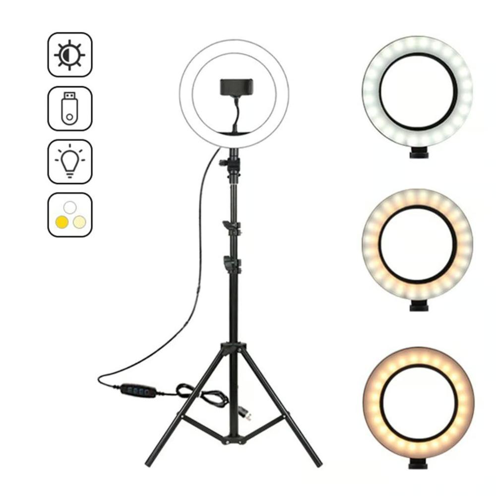 Aro luz led anillo 26 Cm Fotografia Video + Tripode 2 Metros