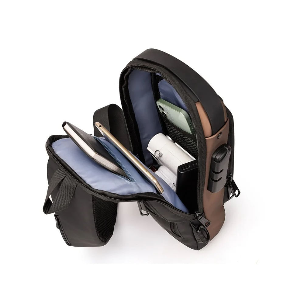 Bandolera Morral de Hombro Antirrobo Impermeable Marron