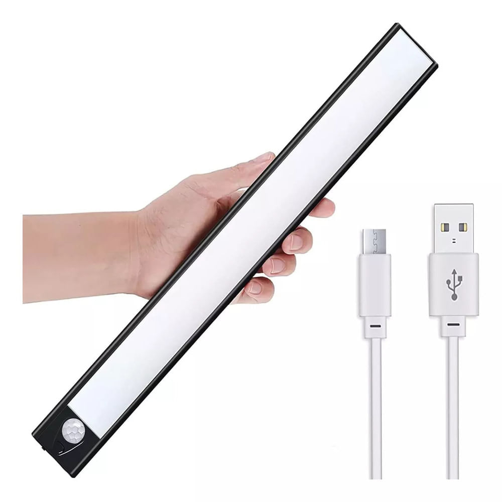 Lámpara Black LED Recargable 40cm con Sensor de Movimiento – Luz Inteligente para Interior negro