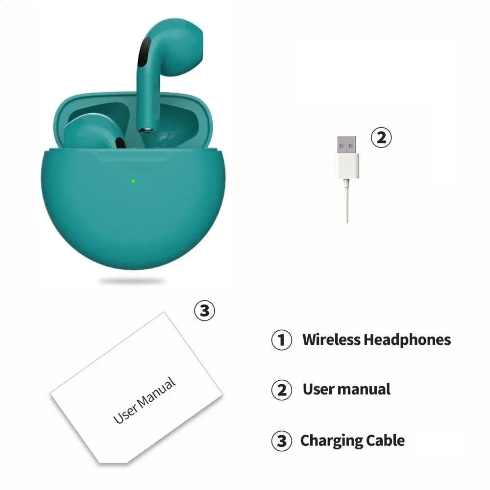Audifonos Bluetooth Inalambricos Pro 6 Modelo Airpods Verde