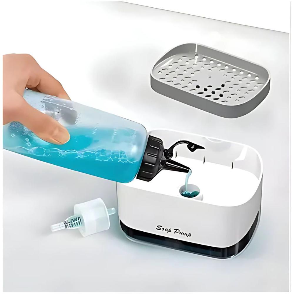 Dispensador de Acrílico para Lavavajillas Jabón Líquido con Porta Esponja