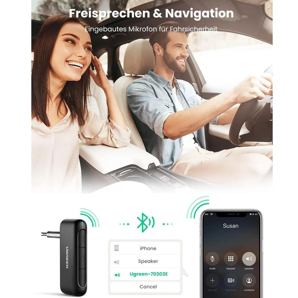 Receptor Bluetooth 5.0 UGREEN Auxiliar Audio CSR Ship Microfono HIFI