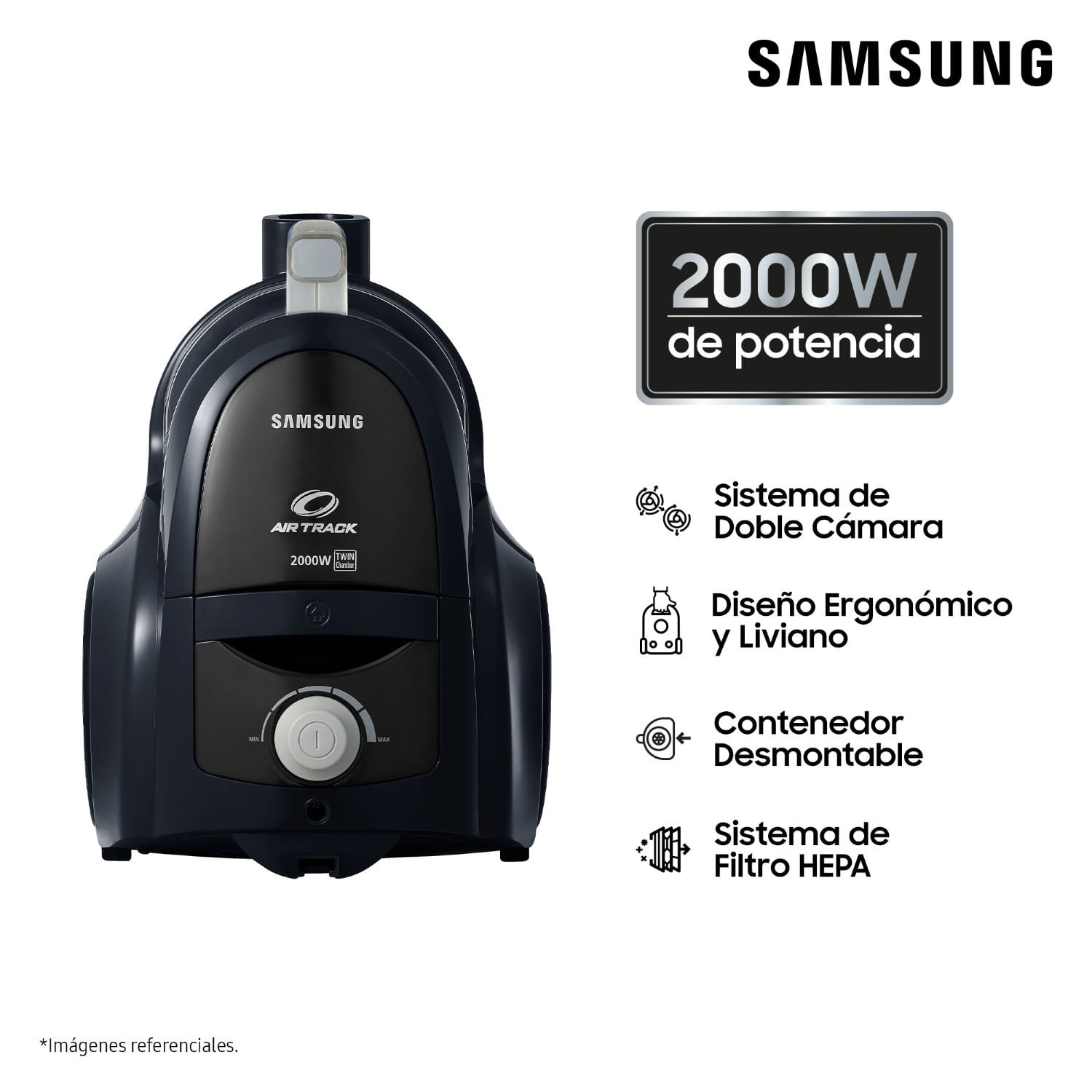 Aspiradora Samsung Ciclónica Con 2000 W VCC4580V3K/XZS Negra