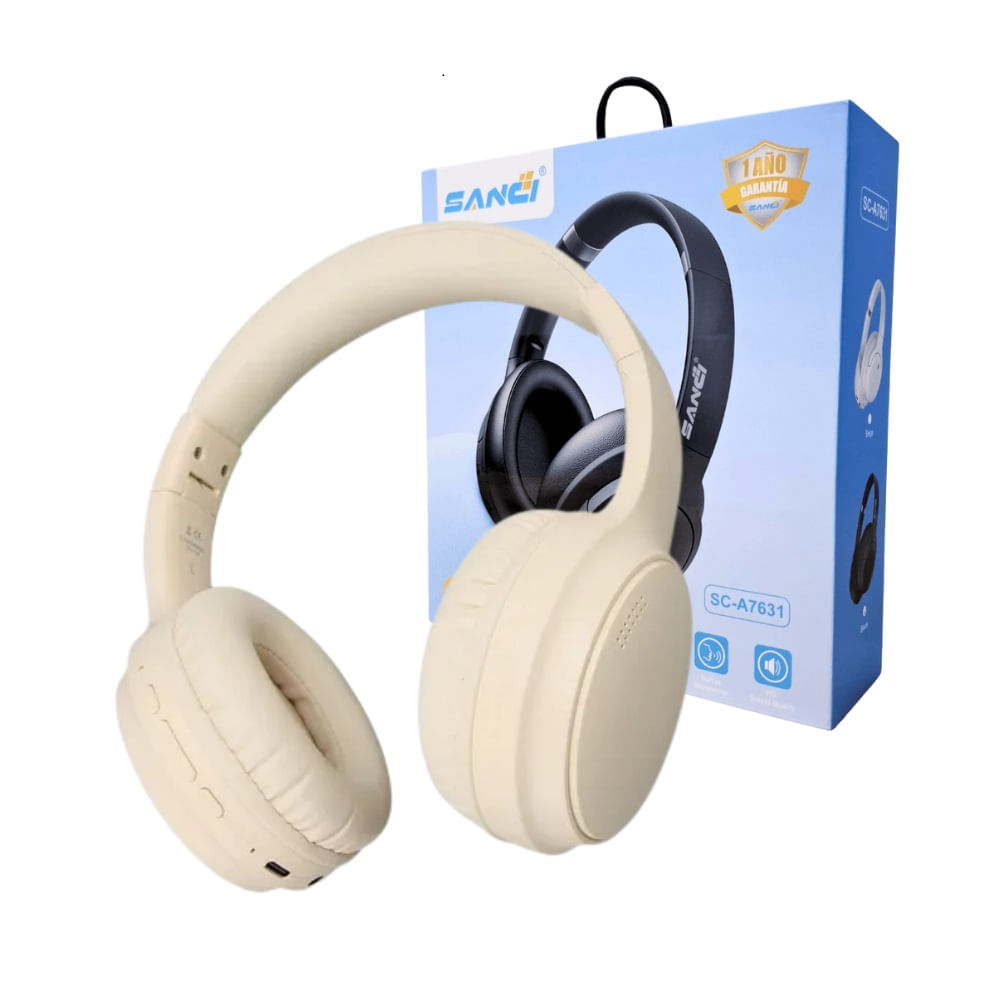 Audifono Bluetooth Elegante Tipo Vincha Sanci SC-A763 Crema