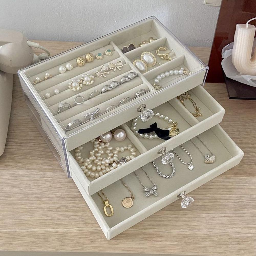 Organizador Acrílico para Joyas, Joyero Transparente con 3 Cajones