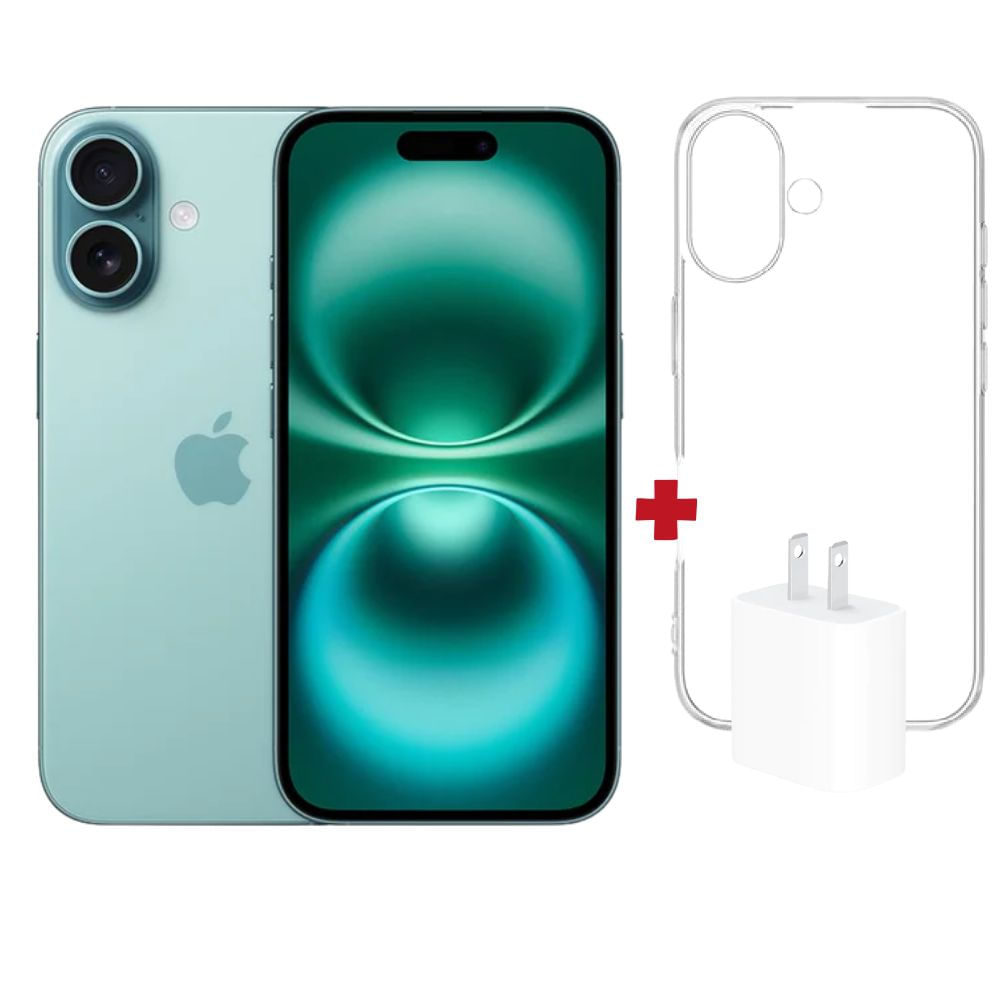 iphone 16 128GB Verde (CHIP FISICO) + Case + Cargador USB-C 20W