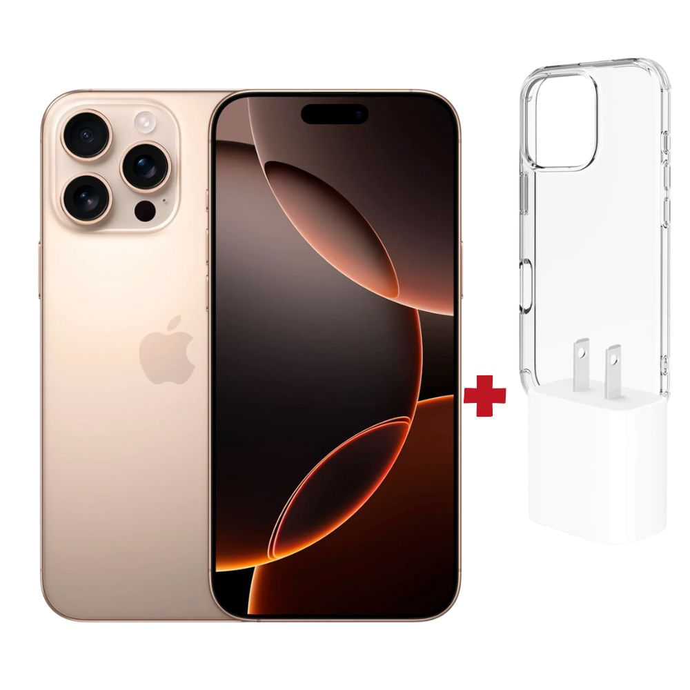 Apple iPhone 16 Pro Max 256GB Esim - Desert Titanium + Case +  cargador 20w