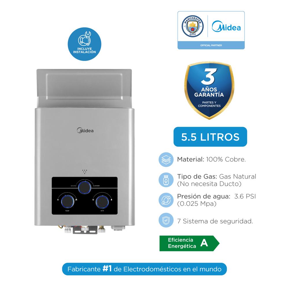 Terma a Gas Midea Tiro Natural Modelo MGWH 5.5L GLP/GN Gris