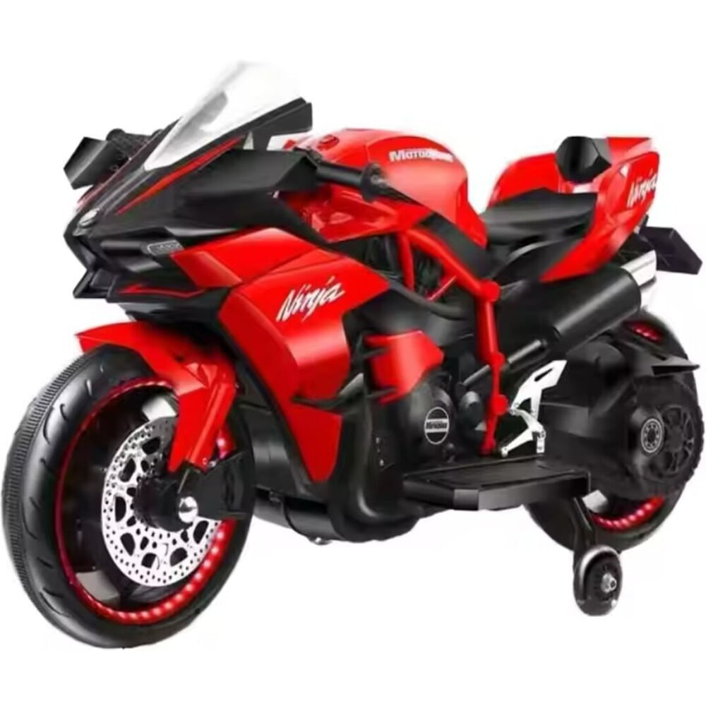 Moto a batería Modelo Ninja Kawasaki ZX con Luces LED y Pedal Autónomo