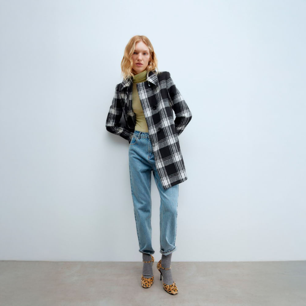 Chaqueta Cuadros Sfera Mujer Tweed Jacket Chaqueta Tweed Sfera