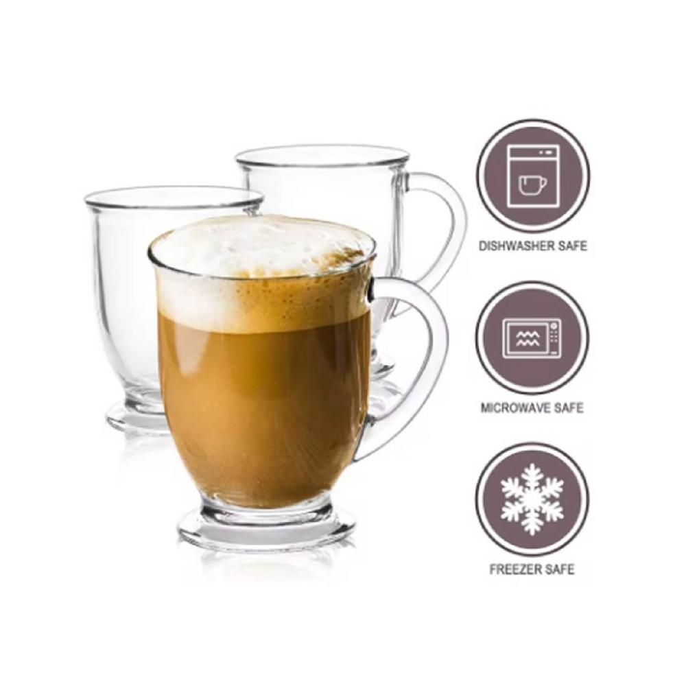 Set de 2 tazas 440ml de vidrio Capuccino o Bebidas frias