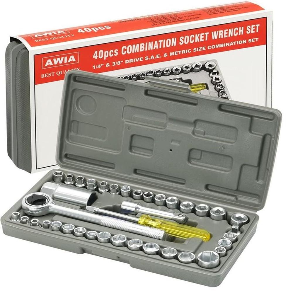 Juego Llaves Dados 40 Piezas de Tubo Caja de Herramientas Inoxidable