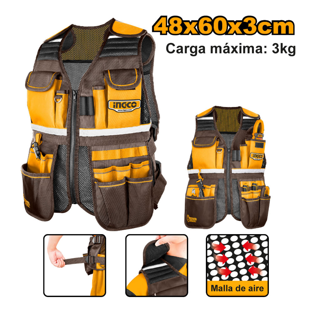 Chaleco Porta Herramientas Ingco 17 Bolsillos 3KG HTVT09028