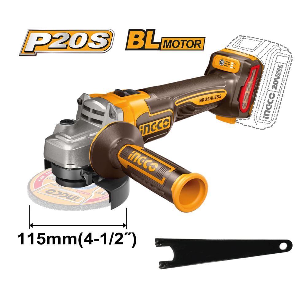 Amoladora Angular Brushless Ingco 20V 115MM CAGLI2