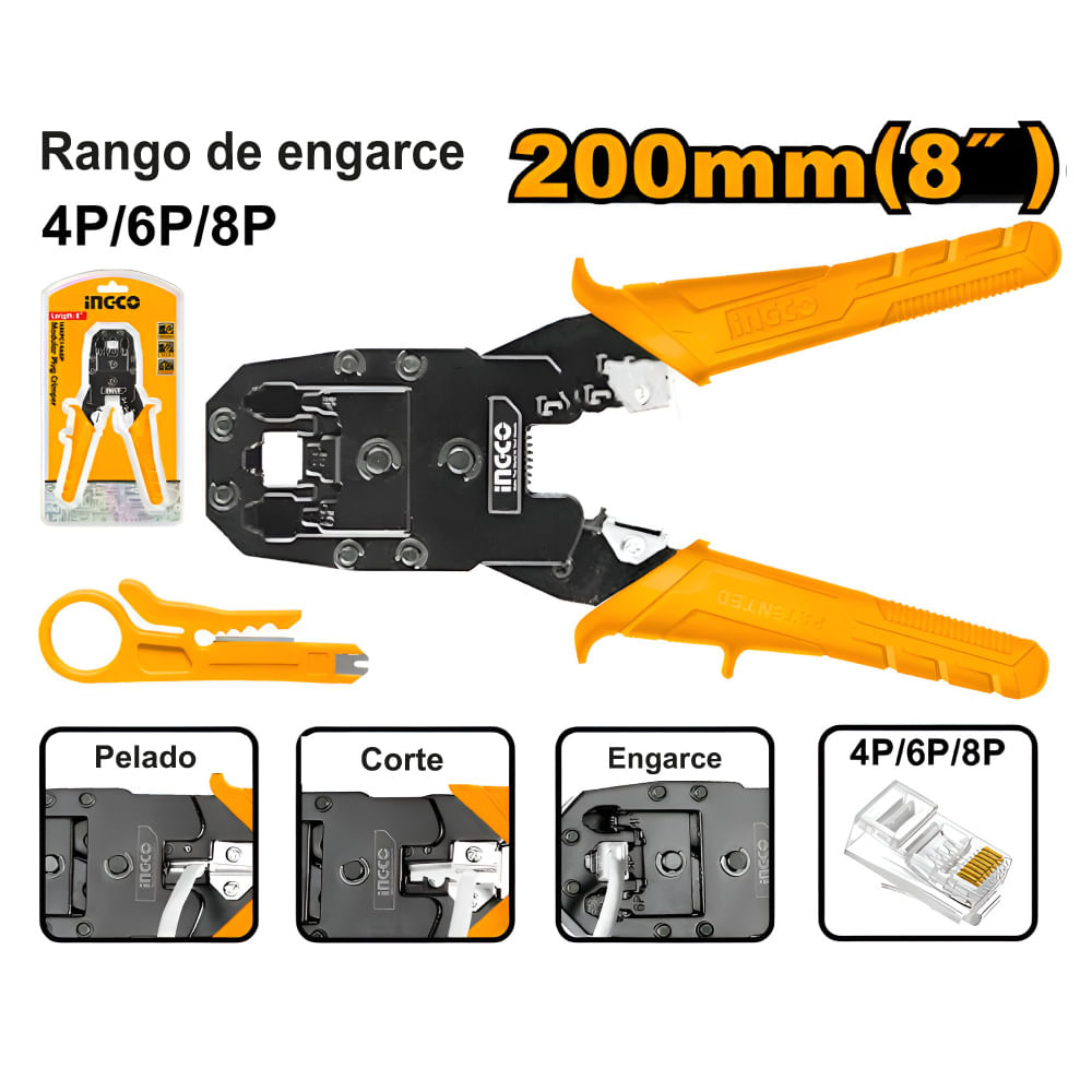 Alicate Prensa Terminal Ingco 200MM HMPC1468P