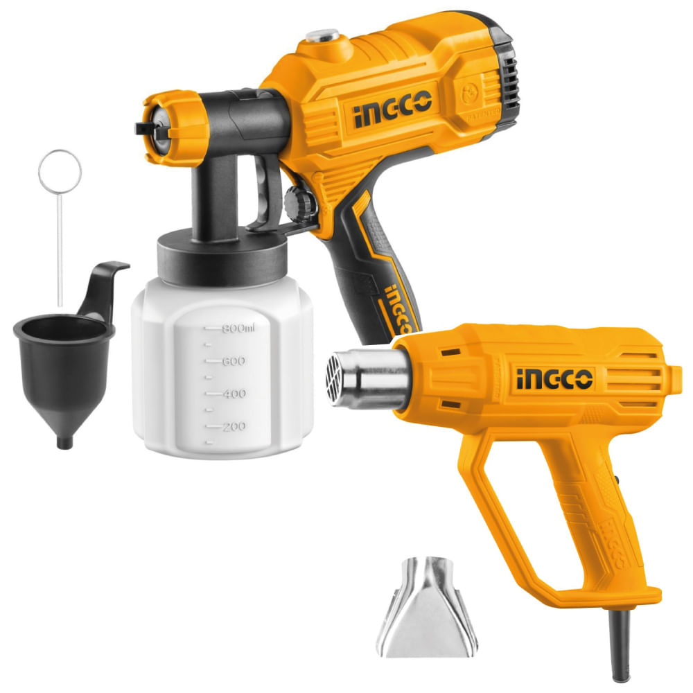 Combo Pistola para Pintar Ingco 450W SPG3508 + Pistola de Calor Ingco 2000W HG2000385