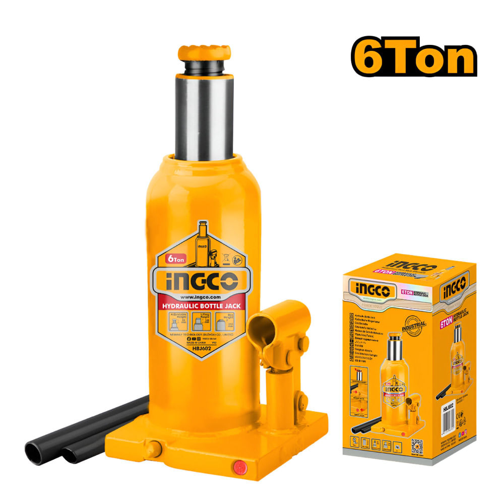 Gata Hidráulica Tipo Botella 6 Toneladas Ingco HBJ602
