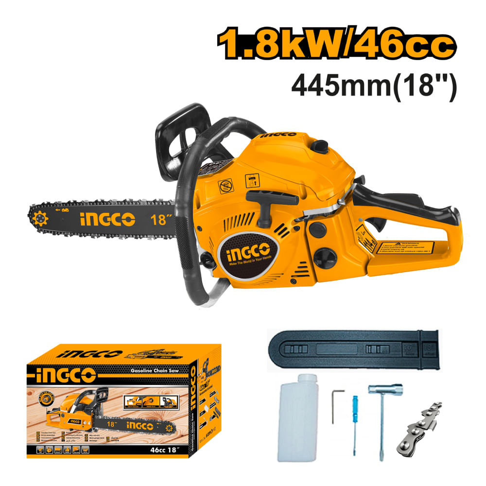 Motosierra a Gasolina Ingco 18"" 46CC 1.8KW GCS5451811