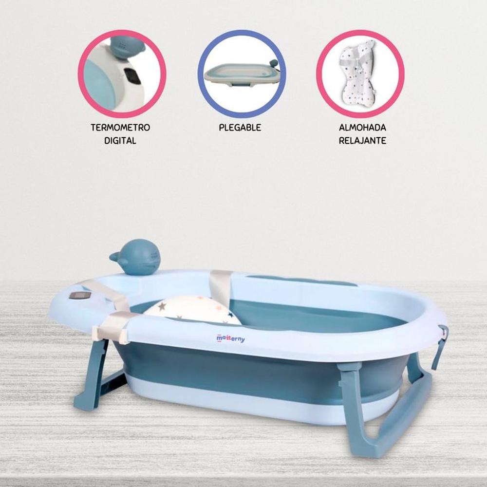 Bañera Plegable Con Rociador JELLY DIGITAL Light Blue