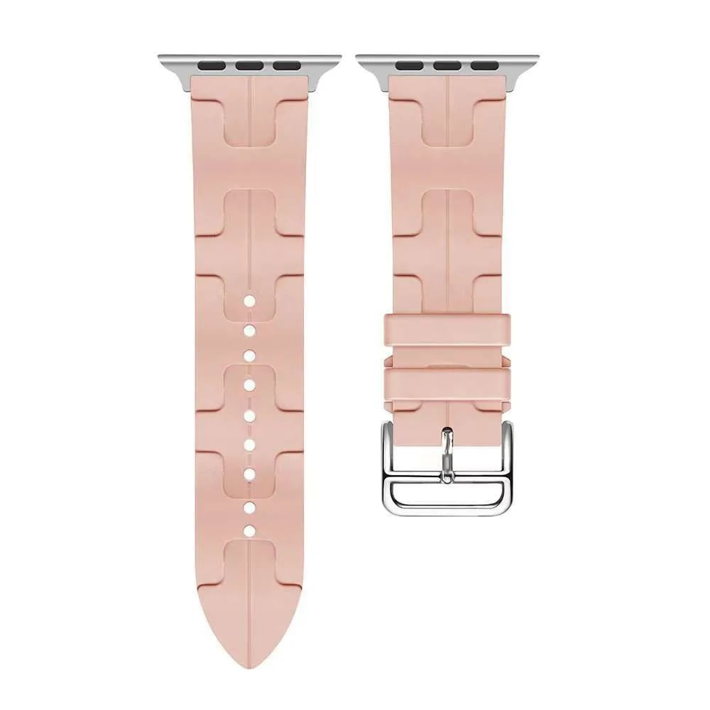 Correa de Silicona con Hebilla Acero Para Applewatch 42-44-45-49mm Rosado