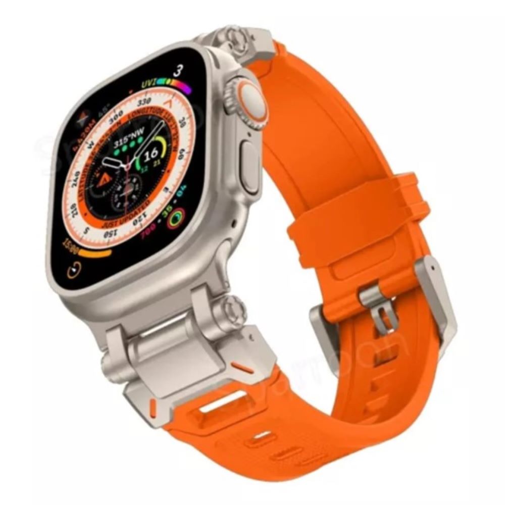 Correa Acero y TPU Rugged Para Applewatch 42-44-45-49mm Naranja