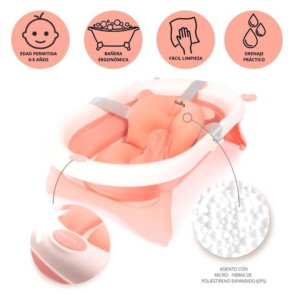Bañera Plegable con Almohada para Bebé FLEX Pink